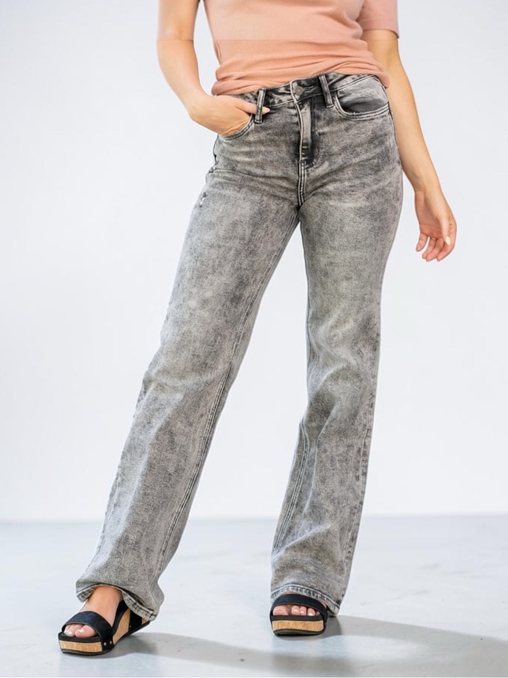 Vervet Flying Monkey Marjorie High Rise 90’s Vintage Flare Stetch Denim Jeans 30 - Picture 4 of 9